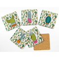 thumbnail image 2 of Inkdotpot Ensemble de 6 sous-Verres à Boisson Faciles à Nettoyer Base en Liège Carrée de 4 Pouces - Réutilisable - Cactus, 2 of 8
