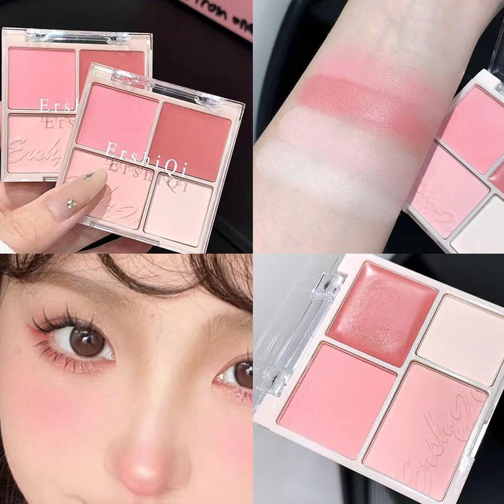 4 Color Blush Palette Matte Long Lasting Waterproof Smooth Blusher Natural Nude Blush Rouge T1S4 Makeup Apricot P5U7