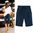 thumbnail image 2 of Plebaso Shorts Décontractés pour Femmes Longueur Genou, Shorts à Cordon, Shorts Roulés, Shorts Simples Légers à Enfiler, 2 of 6