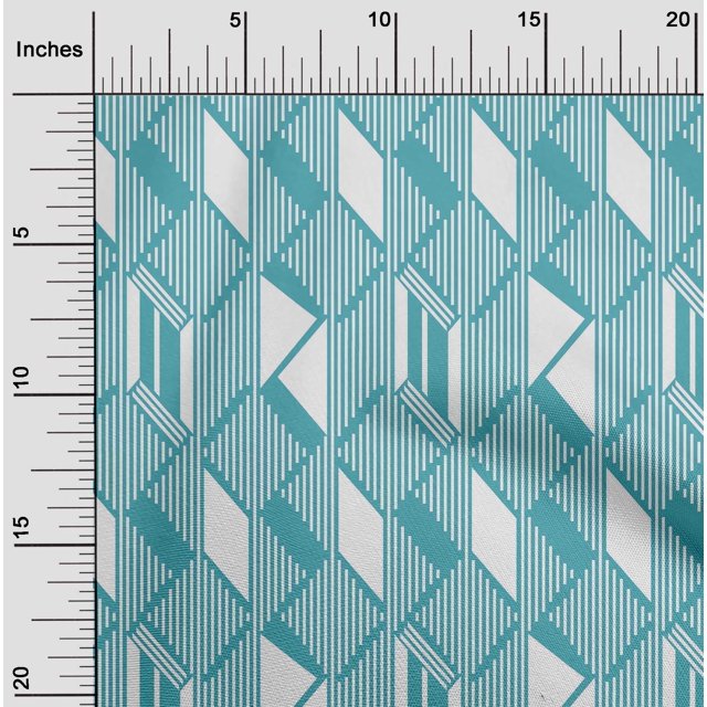 oneOone Polyester Lycra Fabric Parallelogram & Triangle Geometric Print Fabric By Yard 56 Inch Wide