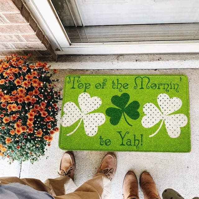 Welcome Mats for Front Door,St. Patricks Day Door Mat - Front Door Mat - Bath Rug Super Absorbent Dry - Rubber Backing Non Slip Washable Bathroom Floor Mats -Green 16X24 In