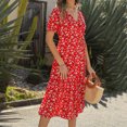 thumbnail image 3 of XZNGL Chaussures pour Femmes Robe Femmes Mode Décontractée Col en V Chiffon Floral Bohème Plage Robe à Manches Courtes Robe à Manches Courtes Robe Bohème de Plage Robe Bohème Courte Sandales Mode Femmes, 3 of 5