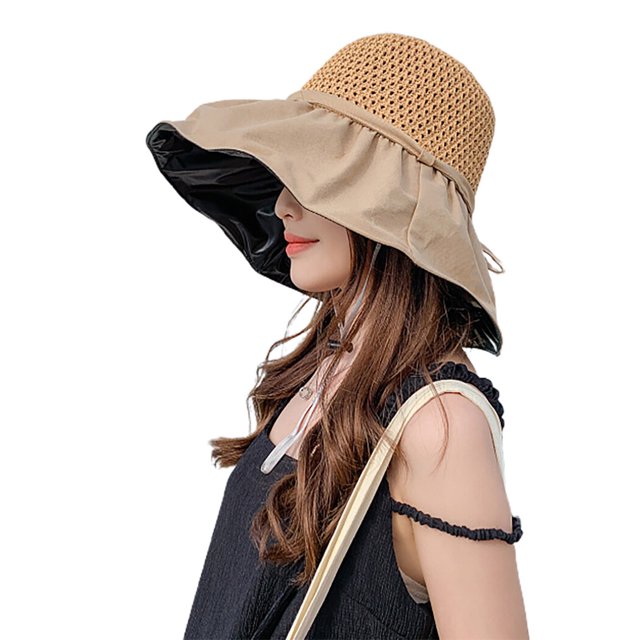 Chapeau de Pêcheur pour Femmes en Paille - Protection Solaire, Large Bord