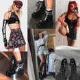 thumbnail image 5 of Bottes à Plateforme Gothiques à Chaîne pour Femmes, à Lacets, à Talon Épais, Cloutées, Style Combat, Bottillons de Moto, 5 of 5