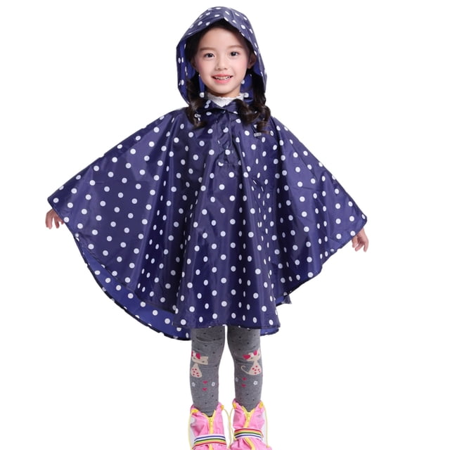 MIASHUI Poncho de Pluie pour Enfants Réutilisable Imperméable pour Tout-Petits, Veste de Pluie, Bleu Foncé, 3-5 Ans