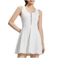 thumbnail image 3 of Ventes du Jour! QATAINLAV Robe de Tennis Athlétique pour Femme avec Short Intégré, Fermeture Éclair, Sans Manches, Mini, Entraînement, Golf, Robes, Course en Plein Air, Combinaison Sportive, Blanc, TTG, 3 of 7