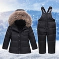 thumbnail image 1 of LSLJS Boys Girls Fashion Solid Color Down Jackets Keep Thickening Warm Outdoor Coat Jumpsuit Set, 1 of 9