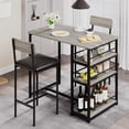 thumbnail image 3 of 36" Bar Height Dining Table Set for 2 - 3-Tier Storage Kitchen Table w/2 Upholstered Chairs, Space-Saving Countertop Set for Apartments, Breakfast Nook, 3 of 37