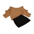 thumbnail image 3 of Little Girl‘s Suit  Long Sleeve  Neck Pompom Knitwear Decorative Button Skirt, 3 of 6