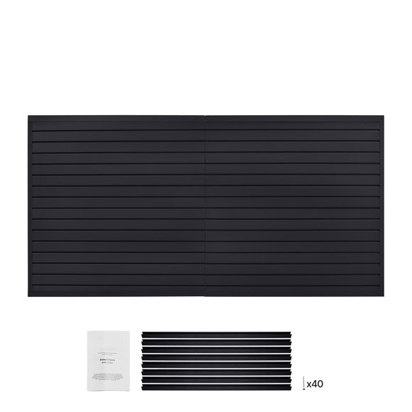 KFFKFF Slat Wall Paneling, 8 x 4 ft, PVC Garage Slatwall with Modular Design, Black Slat Wall Easy-to-Install Adjustable Slatwall Panel with Coupling Structure & DIY Cutting