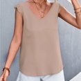 thumbnail image 4 of EQWLJWE Débardeurs Sans Manches pour Femmes, Mode Été, Couleur Unie, Col en V, Dentelle, Blouse Décontractée, 4 of 5