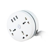 Universal Power Strip Surge Protector with 3 AC Outlets & 3 USB Ports, 2500W/10A, 110-250V International Travel Adapter, Multi-Plug Extension Cord