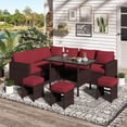 thumbnail image 2 of AECOJOY Ensemble de Mobilier de Jardin 7 Pcs en Rotin PE, Comprenant un Canapé d'Angle, une Table et un Ensemble de Patio Rouge Bordeaux., 2 of 6