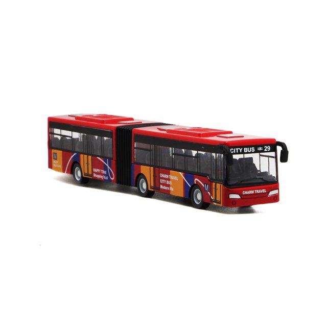 mmirethe Autobus Voiture à Double Sections pour Bébé à Rétrofriction Jouet pour Enfants Modèle d'Exposition Collection pour Tout-Petits Ornements Anniversaire Jouets Interactifs Rouge