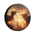 thumbnail image 1 of Wukai Castle Cool Fire Dragon Print Spare Tire Cover for RV Trailer,Waterproof PVC Faux Leather Wheel Cover Fit for Truck,Trailer,RV,SUV,Camper-14 inch, 1 of 6