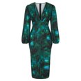 thumbnail image 4 of FcBaudy Robe à Manches Longues à Col en V, Robes d'Été pour Femmes, Robes pour Femmes Mode Femmes Imprimé Décontracté Col en V Manches Longues Robe de Vacances Robe Femme, 4 of 6