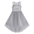 thumbnail image 1 of Robe Fille Grise en Tulle à Paillettes Hi-lo Robe de Fête de Mariage 14 Ans, 1 of 4