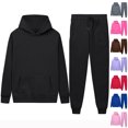 thumbnail image 1 of Gspmoly Men'S Shirt, Men'S Casual Oversize Solid Color Drawstring Trouser Long Sleeve Hooded Set Going Out Tops Clearance, 1 of 8