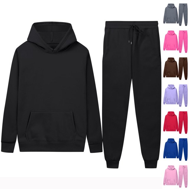 Gspmoly Men'S Shirt, Men'S Casual Oversize Solid Color Drawstring Trouser Long Sleeve Hooded Set Going Out Tops Clearance