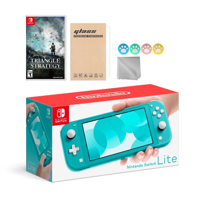 Nintendo Switch Lite Turquoise avec Triangle Strategy et Accessoires Mytrix NS Jeu Disque Ensemble Meilleur Cadeau de Vacances