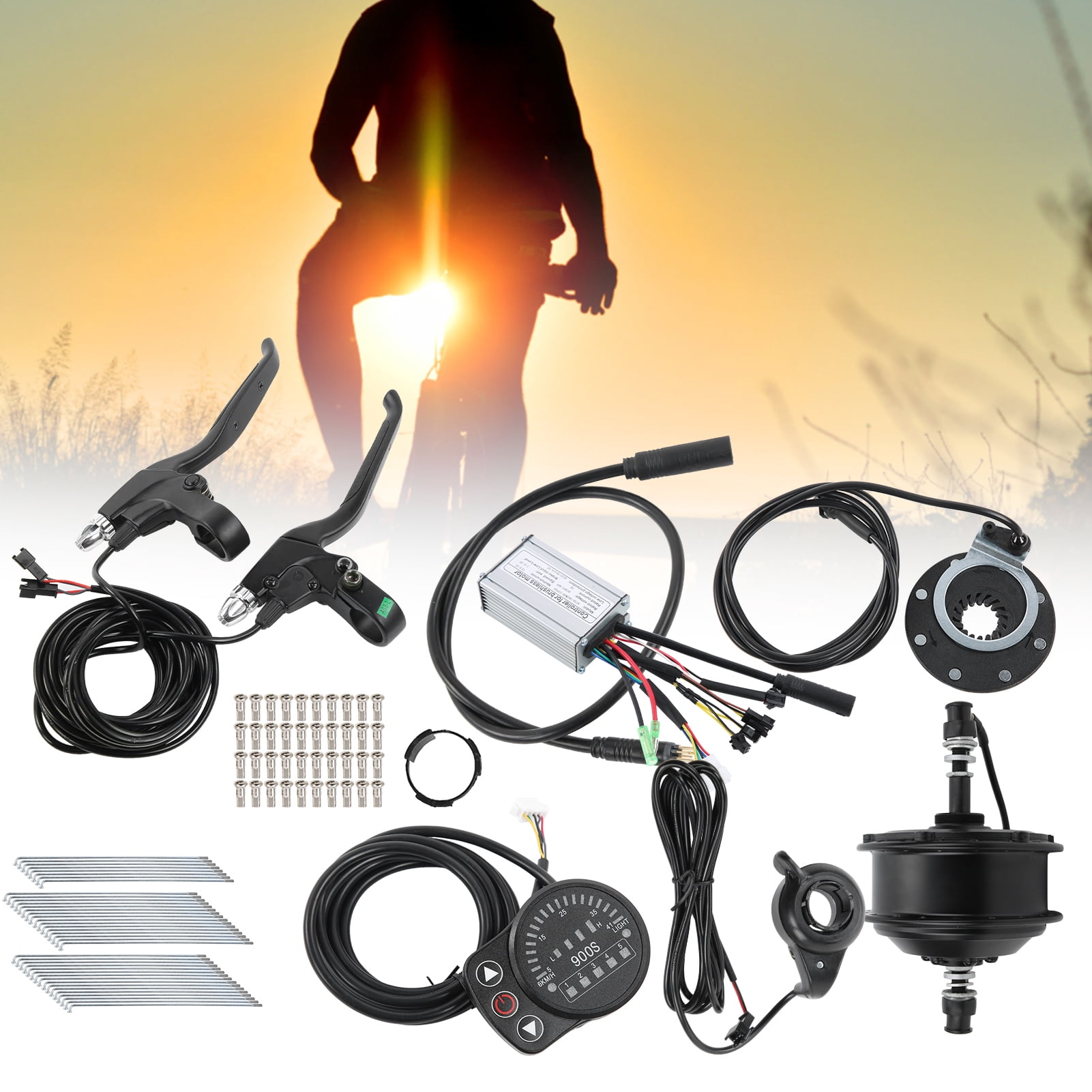 Motor Kit for 24in Wheel, Electric Hub Motor 250W Hub Motor Kit High Strength Simple To   for 24in Wheel for DIY Electric Bicycles Front Drive Motor,Rear Freewheel