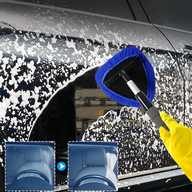 Lunxisen 2 Pcs Windshield Cleaning Tool Windshield Cleaning Wand Auto Window Cleaner, Reusable Cloth Pads for Car Interior, Dirty Car Washing Brushes.