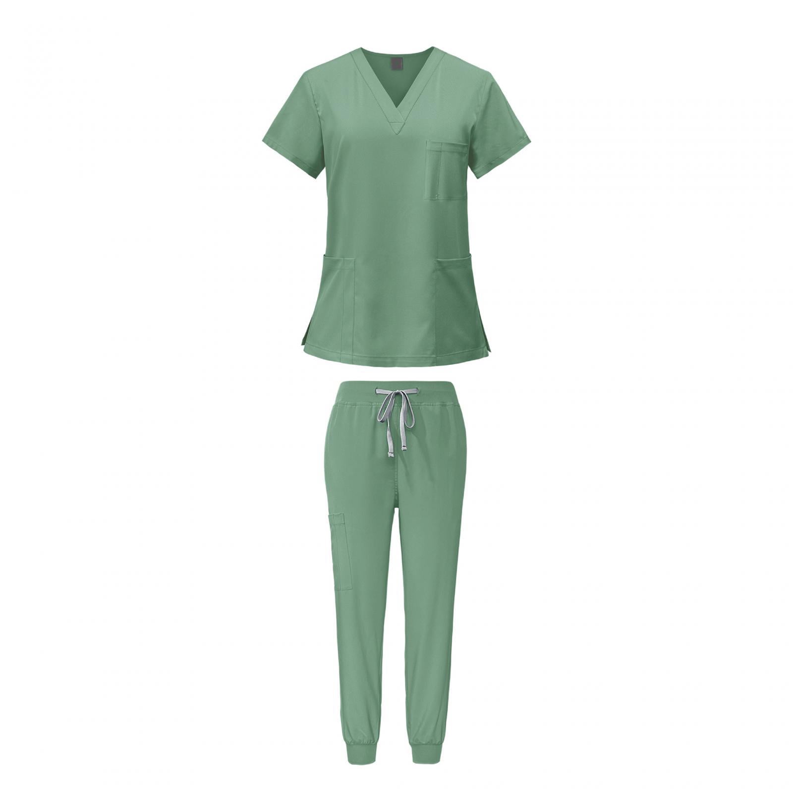 Female Scrub Set V Neckline Nurse Workwear for Beauty Center SPA Cosmetology S
