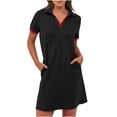 thumbnail image 3 of Meichang Robe Chemise Courte d'Été pour Femmes à Col à Revers en V, Manches Courtes, Tennis Golf, avec Poches, 3 of 10