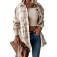 thumbnail image 1 of EYIIYE Womens Shirt Flannel Casual Long Sleeve Fall Blouse Tops with Check Pattern Pockets, 1 of 6