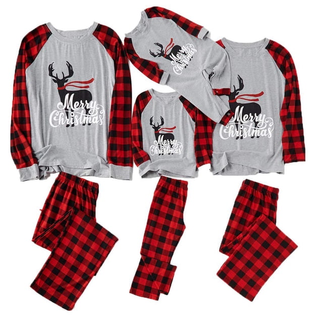 Christmas Family Pajamas Matching Sets Classic Plaid Clothes