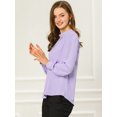 thumbnail image 4 of INSPIRE CHIC Women's Keyhole Stand Collar Pleated Back Button Blouse Tops, 4 of 6
