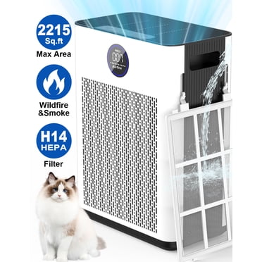 AIRFIRE Purificateurs d'Air HEPA H14 pour la Maison jusqu'à 2215 Pi2, Purificateur d'Air pour Allergies et Asthme, Pollen, Feux de Forêt/fumée, Squames d'Animaux et Odeur, Poussière, Modèle AP304, Blanc
