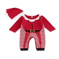 thumbnail image 1 of Ensemble de Combinaison de Noël Bébé Manches Longues Col Rond Patchwork Rayé Pied/sans Pieds avec Chapeau, 1 of 9