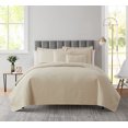 thumbnail image 1 of Clara Clark Home Quilt Set Bedspread - Ultra Soft Microfiber Embossed Grid Weave Pinsonic Lightweight - Quilted Comforter 5 Piece Bedding Set - 2 Pillow Shams, 2 Euro Shams - King, Beige Cream, 1 of 4