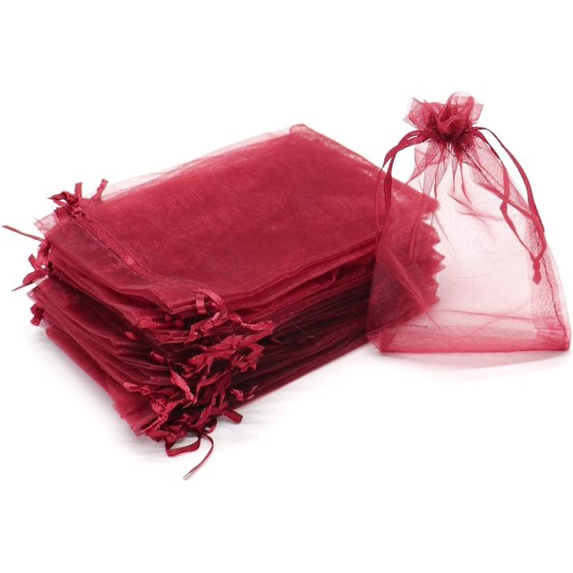ORUYROP ® 100pcs Drawstring Organza Jewelry Candy Pouch Party Wedding Favor Gift Bags (7x9, Wine)