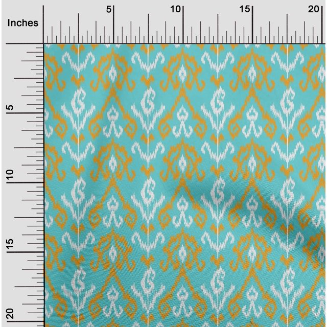 oneOone Tissu Polyester Lycra Rayé & Paisley Imprimé Ikat au Mètre 56 Pouces de Large
