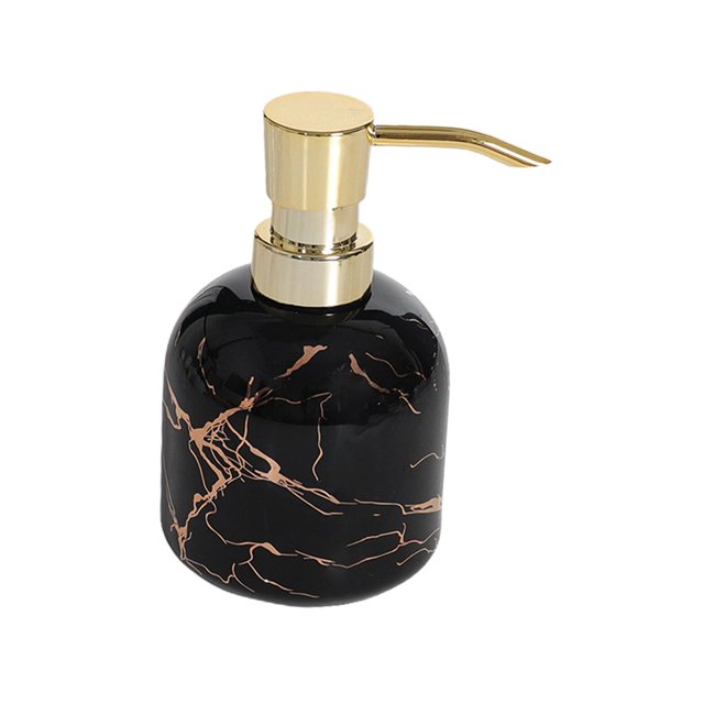 Distributeur de Savon Liquide en Céramique avec Pompe Réutilisable Bouteille de Pompe Liquide Multifonction Noire