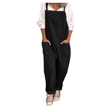 B91xZ Salopette Décontractée pour Femmes, Super Confortable, en Denim Extensible, Noir 5TG