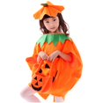 thumbnail image 2 of Diconna Unisex Halloween Clothes Set Pumpkin Shaped Romper  Hat Candy Bag, 2 of 9