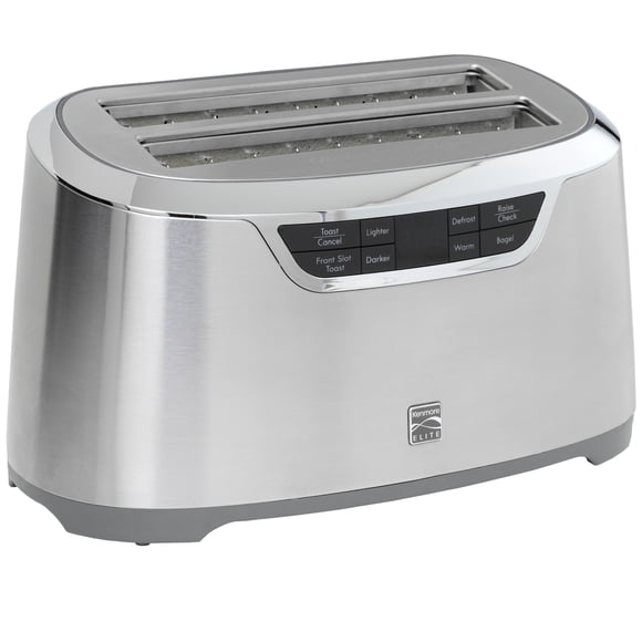 Kenmore Elite 4-Slice Long Slot Toaster Silver Stainless Steel with Auto-Lift and Digital Controls