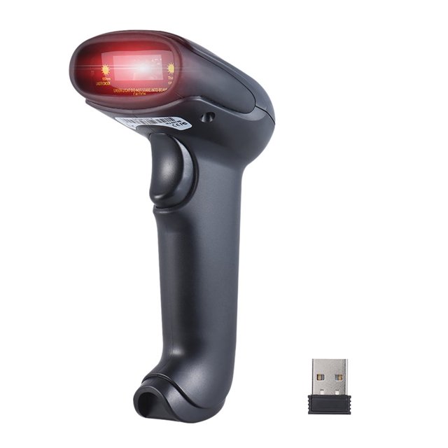 2.4G Lecteur de Scanner de Code à Barres Portable Sans Fil avec Récepteur Câble USB2.0 pour Supermarché Bibliothèque Express Entreprise Magasin de Détail Entrepôt