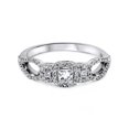 thumbnail image 4 of 1/2ct Princess Cut Diamond 3 Stone Halo Ring 10K White Gold, 4 of 4