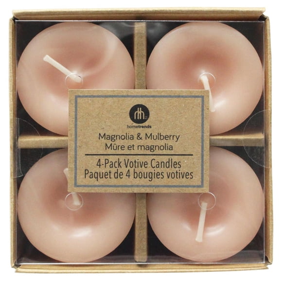 Hometrends Magnolia & Mulberry Scented 4-Pack Votive Candles