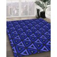 thumbnail image 3 of Ahgly Tapis Rond Lavable en Machine Intérieur Transitionnel Bleu Saphir, 5 Pieds Rond, 3 of 7