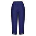 thumbnail image 4 of Timegard Plus Size Pants for Women Elastic Waist Solid Color Comfy Fall Casual Crop Pants with Pockets, 4 of 5