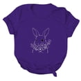 thumbnail image 3 of LUOGENLI T-shirts pour Femme pour Femmes T-shirts Décontractés de Pâques pour Femmes Mignon Lapin et Fleur Imprimé Col Rond Manches Courtes T-Shirt Ample Blouse Hauts 4TG T-shirts pour Femmes T-shirts Graphiques Vêtements d'Été Violet G, 3 of 5