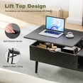 thumbnail image 4 of EDX Table Basse Moderne à Plateau Relevable avec Compartiments de Rangement Cachés, Tablettes Ajustables pour Salon, Petits Espaces, Grain Noir, 4 of 10