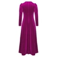 thumbnail image 4 of Sxiwei Robe de Princesse Médiévale pour Filles, Costume d'Halloween Renaissance, Manches Longues, Rétro, Robe Maxi de Bal, Rose Vif, 12, 4 of 7