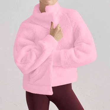 Elvqul Manteau pour Femmes avec Poches, Chandails d'Extérieur en Sherpa à Manches Longues, Épais, Décontracté, Manteau pour Dames