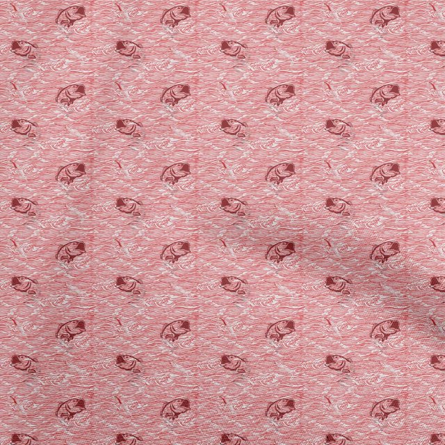 oneOone Georgette Viscose Red Fabric Ocean Wave Craft Projects Decor Fabric Printed By The Yard 42 Inch Wide